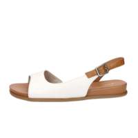 Sandales d'été en cuir à bout ouvert pour femme Jana, blanches, taille 40, talon plat de 2 cm, fermeture à boucle rembourrée, bride arrière