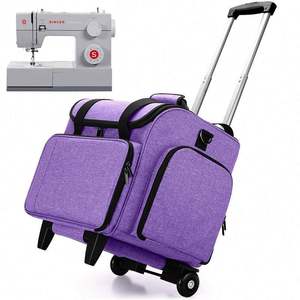 Free Sample <b>Collapsible</b> Deluxe Sewing Machine <b>Storage</b> Case Rolling Trolley Sewing Machine Tote Carrying Bag - Product Image 1