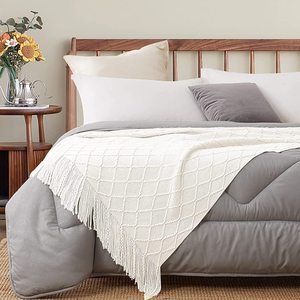 Manta a cuadros de punto nórdico, manta Bohemia súper suave para cama, funda de sofá, colcha a cuadros en el sofá, mantas decorativas con borla - Product Image 4