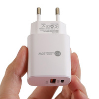 Chargeur Portable USB Type C Certifié CE, Adaptateur Secteur PD 20W USB-C à Charge Rapide pour Téléphones Mobiles, Compatible iPhone 17 Pro, Charge Rapide UE