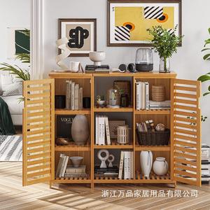 Bamboo <b>Sideboard</b> Multi Tiered Shelf <b>Storage</b> Cabinet Modern Minimalist Design Living Room Furniture - Product Image 3