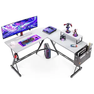L Shaped Gaming Desk, Home Office Desk com canto redondo, Mesa do computador com monitor grande Stand Desk Workstation