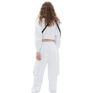 Bulk Wholesale Plain <strong>White</strong> Women Blank Style Sweatshirt <strong>Crewneck</strong> Cropped Sweatshirt with Custom logo