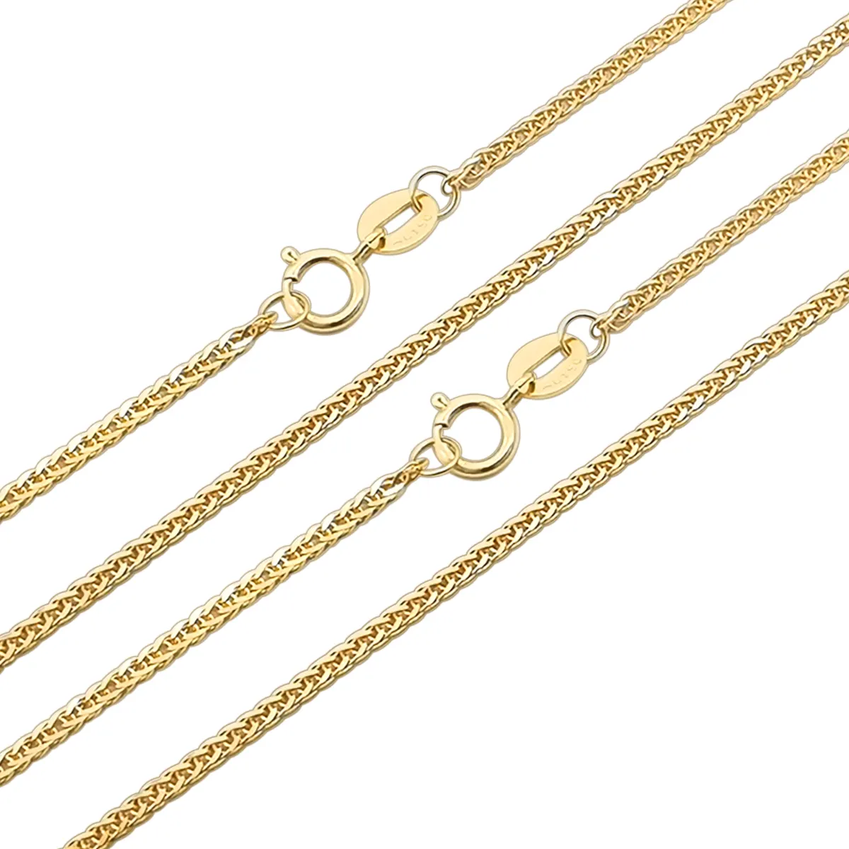 Hip Hop Fashion Style Real 18K Solid Gold 1.5mm Thicker Chopin Chain Necklace For Men And Women