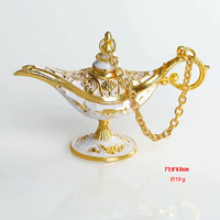 Lampe Magique d'Aladdin en Alliage de Zinc Plaqué Or, Décoration Artistique en Fer, Ornement Créatif, Lampe à Vœux, Palais, Banquet