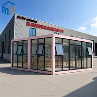 Maison préfabriquée modulaire en conteneur avec mur entièrement vitré, petit café-restaurant, cabine de restauration, structure en acier ignifuge et imperméable