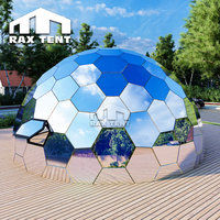 RAXTENT Tente hexagonale en verre 8m Geo Dome pour glamping Maison Hôtel avec salle de bain et cuisine