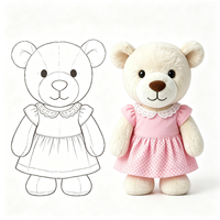 Adorable Ours en Peluche Assis et Moelleux, Poupée en Peluche avec Robe à Bordure en Dentelle, Jouet Ours Parfait pour un Cadeau
