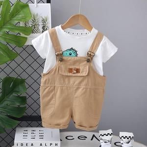 새로운 아동 여름 남아 의류 세련된 아기 반팔 오버올 2종 세트 - Product Image 4