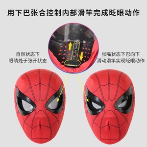 Masque Spider-Man transfrontalier avec yeux clignotants, masque lumineux électrique sensible au toucher pour Halloween, casque de cosplay, <span class=keywords><strong>jouet</strong></span> pour enfants - Product Image 4