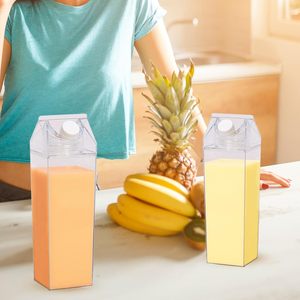Botellas de <span class=keywords><strong>agua</strong></span> transparentes de 500/1000ML con forma de cartón de leche, botellas cuadradas de plástico para leche, portátiles, reutilizables, a prueba de fugas, para exteriores - Product Image 6