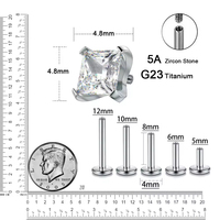 Piercing Hélix en Titane ASTM G23 Unisexe Tendance, Mini Marquise, pour Tragus, Cartilage d'Oreille, Labret, Lèvre, à Dos Plat, Anniversaire
