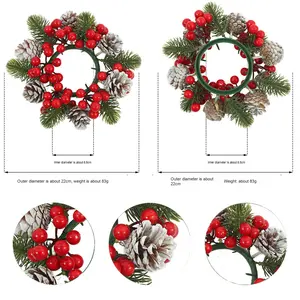 Hot-Selling Eco-Friendly Luxury Christmas Desktop Wreath Artificial Pine Cone Ornament Home Decoration <b>Candle</b> Holder Garlands - Product Image 6
