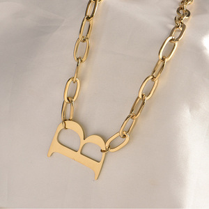 Collar de Acero Inoxidable Chapado en Oro de 18K con Letras, Estilo Vintage, para Mujer, Hip Hop, Minimalista, Cadena de Joyería Moderna - Product Image 4