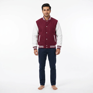 Blouson universitaire d'hiver respirant en molleton 100 % coton avec col montant et logo frontal - Product Image 1