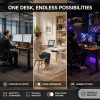 Bureau debout électrique ergonomique marron à hauteur réglable avec commande numérique pour mobilier de bureau professionnel