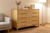 Commode scandinave en chêne massif à 8 tiroirs, pliable, autoportante, coffre de rangement polyvalent pour salon