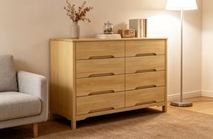 Commode scandinave en chêne massif à 8 tiroirs, meuble de rangement autoportant pour chambre à coucher - Product Image 6