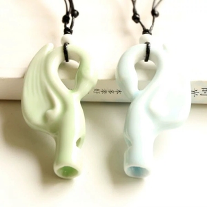 Sifflet en céramique en forme de cygne, mini, glaçure céladon unie, collier, jouet musical, souvenir touristique, cadeau pour enfants - Product Image 2