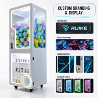 Mesin penjual otomatis kapsul Gacha berlapis ganda besar dengan lampu, khusus pabrik, beroperasi dengan koin, dispenser hadiah mainan, antarmuka bahasa Inggris
