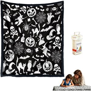 Wholesale <strong>Halloween</strong> Soft Sherpa Fleece Wearable <strong>Blanket</strong> Color Fill Doodle Cartoon Pattern for Parent Child Handcraft Gifting - Product Image 2