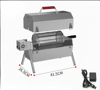 Gril BBQ Rotatif Automatique en Acier Inoxydable, Portable d'Extérieur, Électrique, Cage à Rôtir au Charbon, Usage Commercial et Domestique