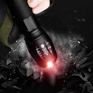 Lampe de poche étanche torche LED en aluminium T6 avec zoom de mise au point réglable 5 modes, y compris le voyant d'avertissement SOS pour le camping en plein air