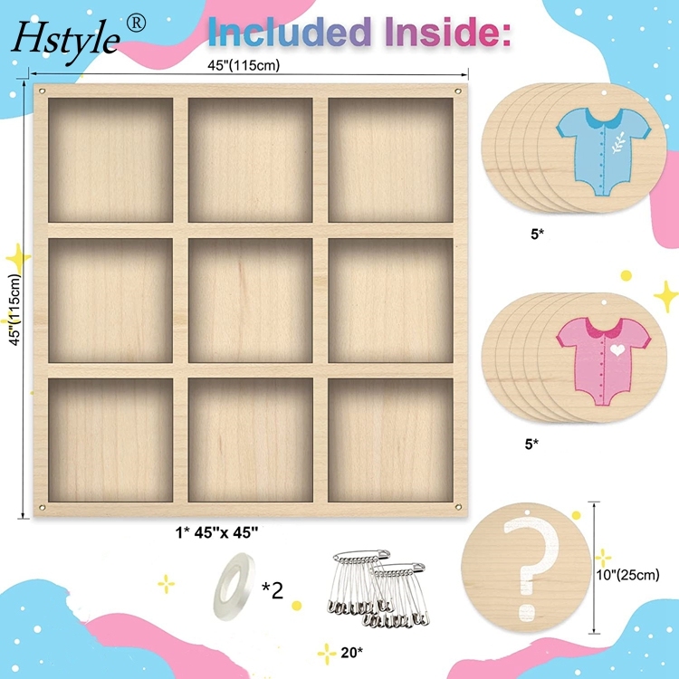 Tiamon Gender Reveal Tic Tac Toe Game Set - Floral Baby Shower Party Decor With Backdrop & Cards | He Or She Board Game For Boy/Girl Reveal