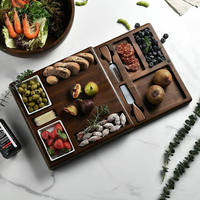 Plateau de service et planche à découper en bois de hêtre avec compartiment et bol en céramique pour usage hôtelier