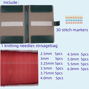 Agujas de Tejer de Aluminio de Doble Punta para Principiantes, 7.9 Pulgadas, 2.5MM-6MM, Rojas, de Metal Liso para Tejer - Product Image 6