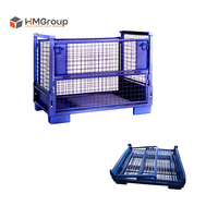 Cage à palettes pliable en acier galvanisé à revêtement en poudre, robuste, pour entrepôt