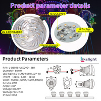   Lumières LED Cabochon RGB ultra-lumineuses de 60 mm à 18 LED, DC24V, IP67, pour Grande Roue, Fête Foraine, Manèges, OEM