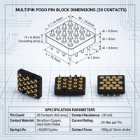 Connecteurs à ressort multipin de type SMT en laiton sur mesure pour usine, solutions de connecteurs Pogo Pin 18 broches femelles pour chargeur 2A 12V