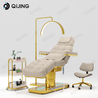 Table de Massage Électrique pour Soins Esthétiques Courbe Professionnelle de Luxe, Réglable en Hauteur, pour Cils et Visage en Salon de Spa
