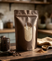 Pochette en papier kraft écologique personnalisable avec fenêtre transparente, valve et fermeture éclair, logo personnalisé pour aliments en poudre