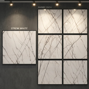 Cosmic Silver Nano Polished Glazed Porcelain Floor Tiles Luxury Grey Marble Effect 80x80cm Finish - Product Image 2