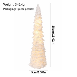 Décorations de Noël scintillantes blanches en gros d'usine, mini <span class=keywords><strong>sapin</strong></span> artificiel lumineux à LED, décoration de table de Noël - Product Image 3
