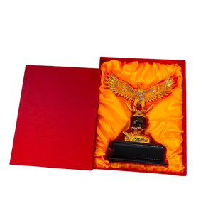 28cm Chinois Aigle Doré Métal Roi de Plaqué Or Aigle Sculpture Rouge Bleu Boule Métal Ornements Artisanat Collection Décoration - Product Image 6