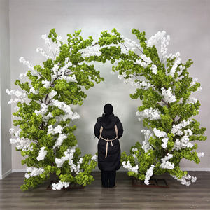 Décoration de Centre de Table pour Hôtels : Grands Arbres Artificiels Ronds en Soie Verte à Fleurs de Cerisier pour Mariages et Nouvel An - Product Image 1