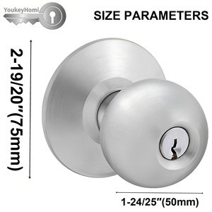 YoukeyHomi Canada American Commercial Stainless Steel Non-Locking Passage Cylindrical ANSI Grade-2 UL Fire <strong>Door</strong> Handle <strong>Knob</strong> Lock - Product Image 4