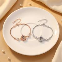 Bracelet personnalisé en argent 925 avec projection de photo couronne, cadeau souvenir pour femme, bracelet mignon et tendance avec projection de photo