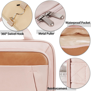 Bolsa de Aseo Espaciosa con Separación para Artículos Secos y Húmedos, Bolsillo Inferior Extraíble, 360 °   Gancho Giratorio y Diseño Más Ancho - Product Image 5