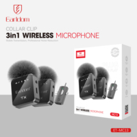 Micrófono Inalámbrico Lavalier 3 en 1 de Earldom, 2 Piezas, para iPhone y iPad, Micrófono Inalámbrico para Grabación de Video, Transmisión en Vivo de Juegos