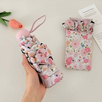 Parasol pliant de style coréen avec bordure en dentelle, protection UV, anti-UV, parapluie floral princesse pour femmes, adapté à la pluie et au soleil