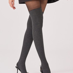 Nuevas Pantimedias de Mujer con <span class=keywords><strong>Efecto</strong></span> de Piel Sintética y Diseño de Parches por Encima de la Rodilla |   Medias térmicas autocalentables para el cuidado de las rodillas |   Medias adelgazantes con corte en T para las piernas - Product Image 3