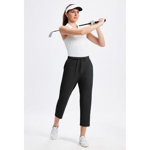 Pantalon de survêtement pour femme, taille haute, longueur 7/8, extensible, avec poches, décontracté, pour le travail, les voyages, tissu tricoté respirant - Product Image 5