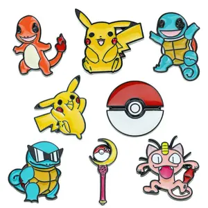 Pin Pokemon Barang Hadiah Promosi Perusahaan Pin Logam Kustom Lencana Kartun Anime Pin Enamel