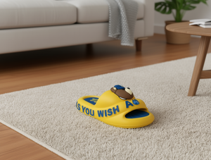 Pantoufles jaunes à bout ouvert avec motif de lettres en relief, semelle EVA rembourrée, toutes saisons, pour la maison, taille 24-35 - Product Image 2