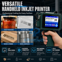 Impresora Wifi Portátil 4POLETECH, Impresora de Inyección de Tinta Mini Portátil para Fechas de Caducidad, Códigos QR, Números de Lote, para Botellas de Plástico y Metal
