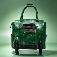 Valise à roulettes Yihe en cuir de crocodile pour femme avec compartiment pour ordinateur portable et roues